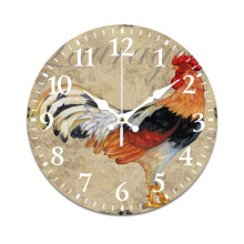 Silent Wall Clock with Vintage Farm Cock Pattern – Battery Powered, Compatible with Home/Office/Bedroom