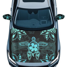 Capa para capô de carro com estampa de tartaruga marinha + 2 capas para retrovisores, tecido elástico removível, compatível com carros.