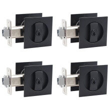 4X Serrure de Porte Escamotable Quincaillerie de Porte Noire Serrure Antivol Contemporaine Confidentialité Serrure de Porte Carrée Serrure de Porte