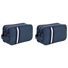 2X Travel Toiletry Wash Bag Dry & Wet Separation Gym Shaving Organiser Bag with 3 Compartments
