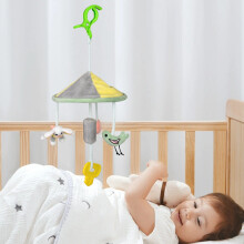 Infant Rattle Toy 0-12 Months Crib Hanging Music Box with Toy Bracket Bed Bell Car Toy for Newborn Yellow