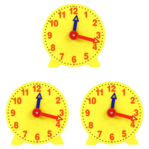 3pcs 4 Inch Student Learning Clock  Model Teacher Gear Clock 12/24 Hour School Learning Tools