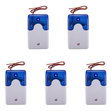5X Wired Strobe Waarschuwingssirene Duurzaam 12V Geluidsalarm Knipperlicht Geluid Sirene Hoorn Home Security Alarmsysteem 115Db Blauw