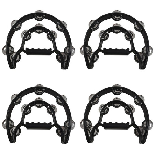 4X Compact Double Half Moon Music Tamburello Percussioni Tamborine Drum Durable 1