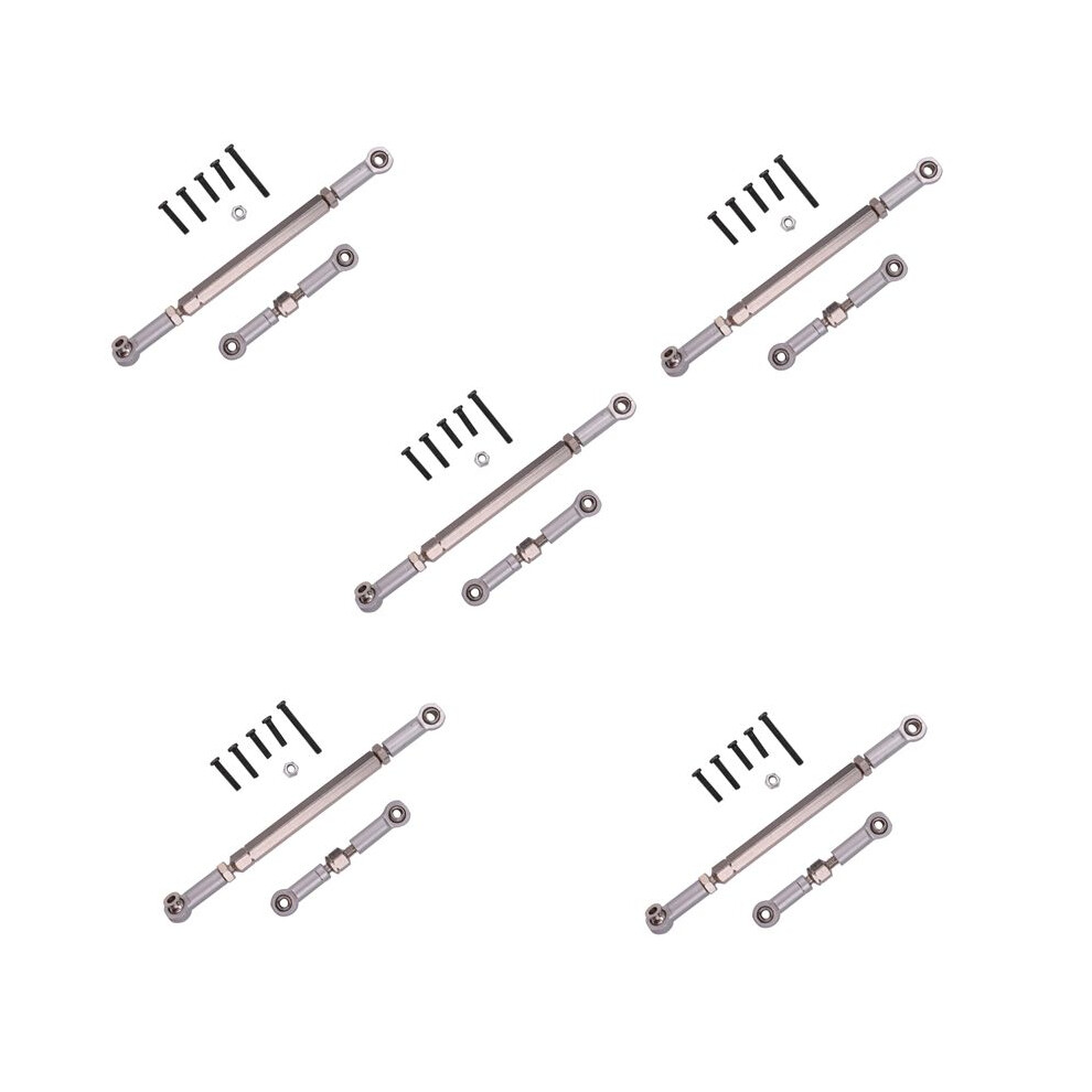 20X Rc Steering Rod Cnc Machining Aluminum Alloy Steering Linkage Rod Set For Wpl 1608T, Grey 4712731603844