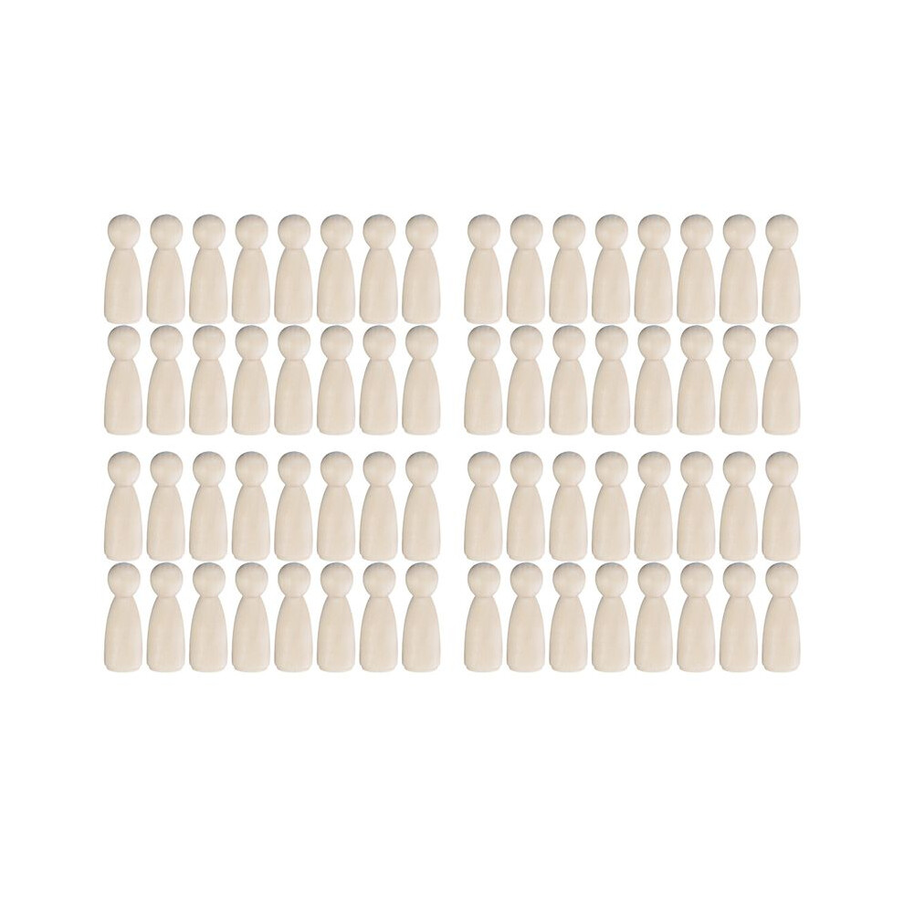 64 Pcs People Shapes, Male&Female Decorative Wooden Doll People, Unfinished Wooden Peg Doll Bodies 6032694943411