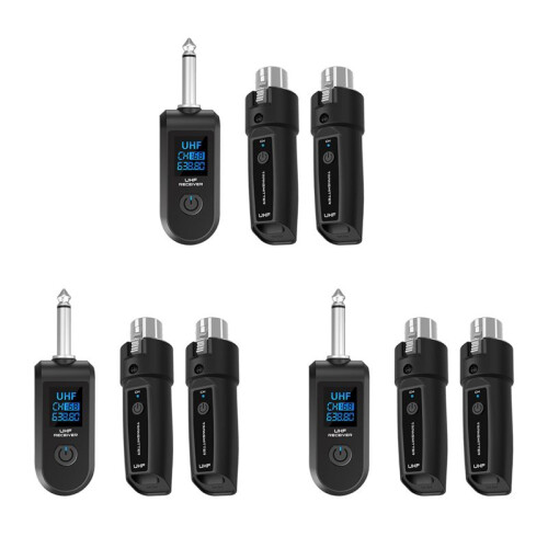 3X Wireless Audio Transmission Receiver and Transmitter System Professional Wireless Guitar XLR Transmitter and Receiver 1