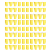 80 Paper Cups (9oz) - Plain Solid Colours Birthday Party Tableware Catering(Yellow)