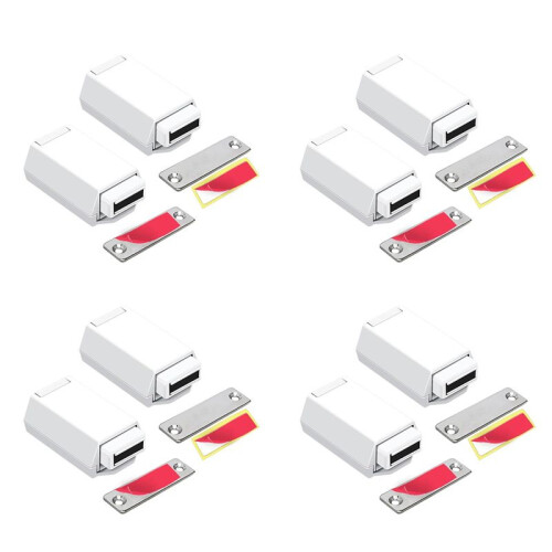 8 Pack Heavy Duty Push  & Lock for Hidden Door Touch Latches and Catch Magnet Push Release Drawer Pull Tip, White