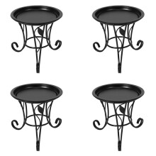 4X European Style Simple Flower Stand Flower Pot Succulent Flower Shelf Iron Stand + Iron Plate for Desktop Balcony