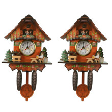 2X TräGöKväGgklocka FåGelklocka Swing Alarmklocka Hemkonstdekor 006