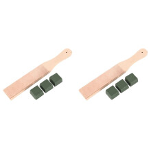 2X Leather Stropping Kit Tools Leather Strop Board 6 Packs Leather Sharpening Polishing Compound Hone Knife Sharpener