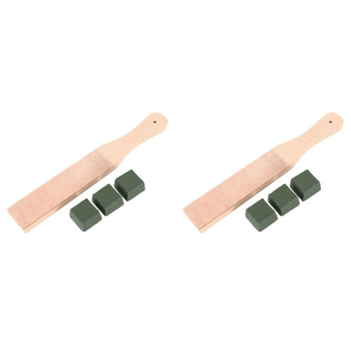 2X Leather Stropping Kit Tools Leather Strop Board 6 Packs Leather Sharpening Polishing Compound Hone Knife Sharpener