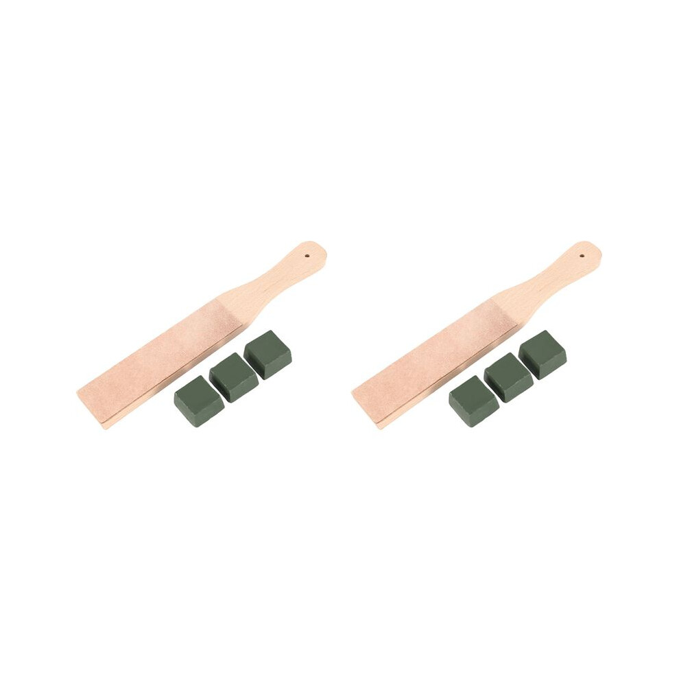 2X Leather Stropping Kit Tools Leather Strop Board 6 Packs Leather Sharpening Polishing Compound Hone Knife Sharpener 4712496526228