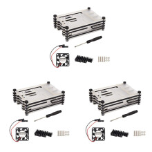 3X Acrylic Transparent / Clear & Black Case Cover for Raspberry Pi 4 Model B, with Cooling Fan for Raspberry Pi 4B