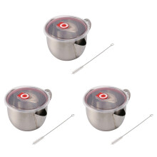 3X 1000 Ml Multifunctionele 304 Roestvrij Staal Jus Olie Soep Vetafscheider Vet Olieman Filter Zeef Kom Keuken Kookgereedschap