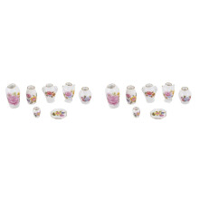 Dollhosue Miniature Modern Ceramic China Porcelain Rose Vase 14pcs
