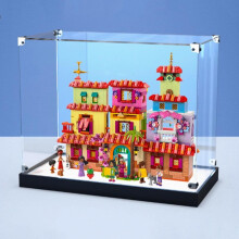 Acrylic 3mm Display Box for 43245 The House of Magic, Transparent Dustproof Case with Frosted Black Base