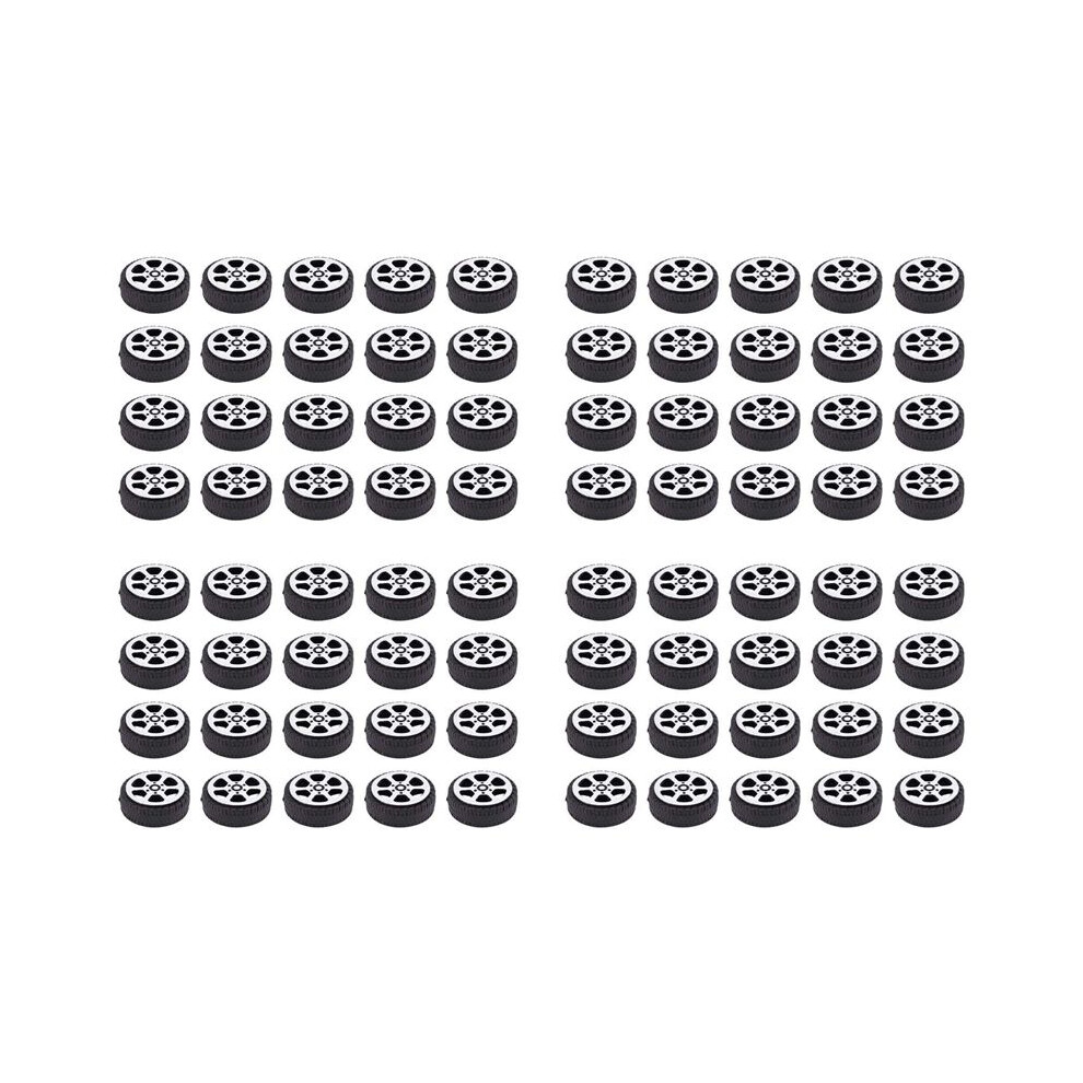 Plastic Roll 2Mm Dia Shaft Car Truck Model Toys Wheel 20Mmx6mm 80Pcs Black/Silver 6032623698795