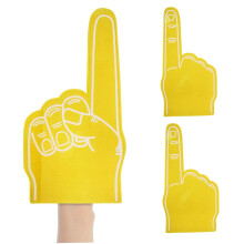 Yellow Foam Finger 3 Pack 18 Inch Large Number 1 Foam Hand for Sports Events and Cheerleading