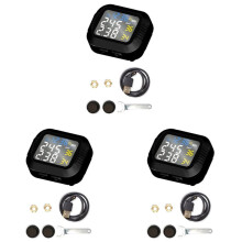 3X Wasserdichtes Motorrad Echtzeit ReifendrucküBerwachungssystem Externer Sensor Drahtloses LCD Bildschirm Motor TPMS