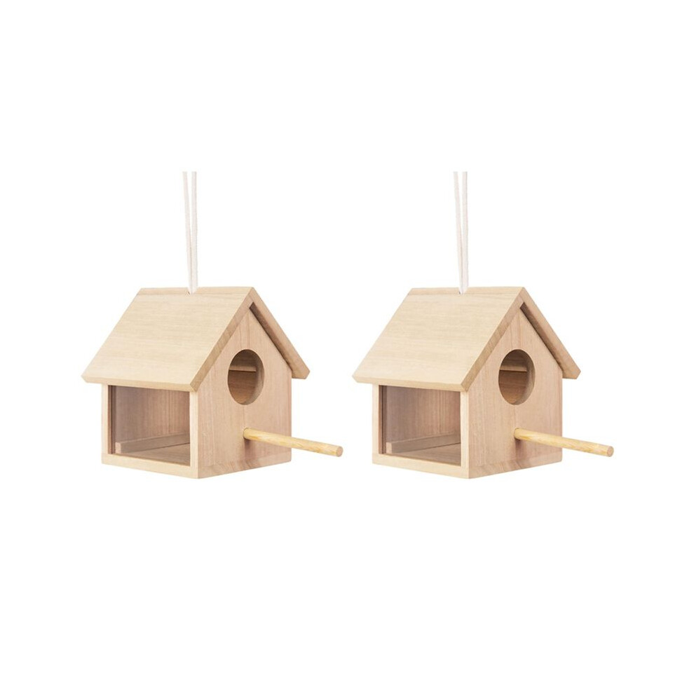 2X Outdoor Bird Houses Transparent Wooden Bird House For Outside,Hanging Birdhouse 6032845726924