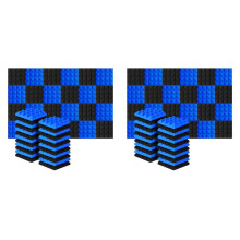 48Pcs 25X25X5Cm Studio Acoustic Soundproof Foam Pyramid Noise Insulation Sound Absorption Treatment Panels Black+