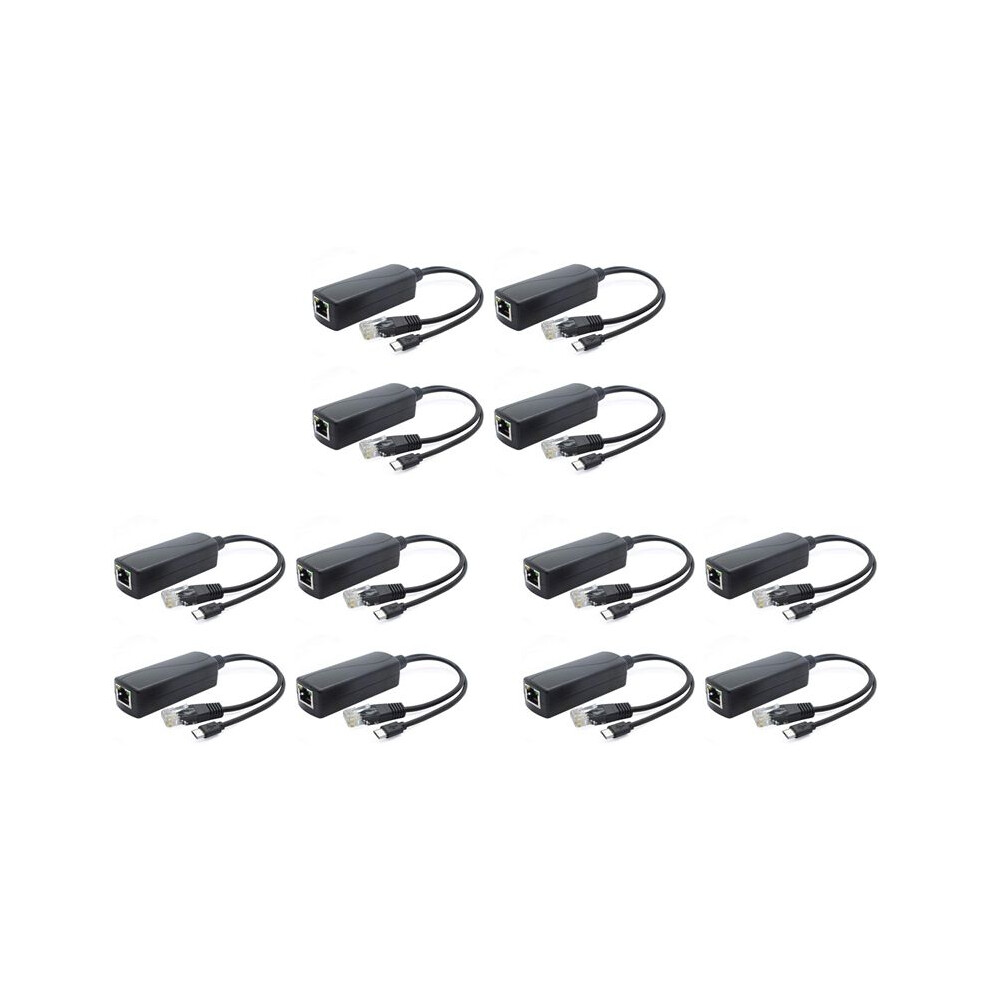 12-Pack 5V Poe Splitter, 48V To 5V 2.4A Adapter With Micro-Usb Plug, For Ip Camera,Tablets,For Raspberry Pi And More 6033335468096