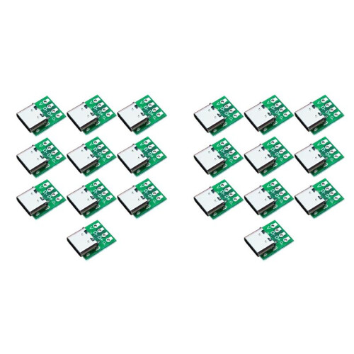 20 PCS TYPE-C USB3.1 16 Pin Female to 2.54mm Type C Connector 16P Adapter Test PCB Board Plate Socket for Data Transfer
