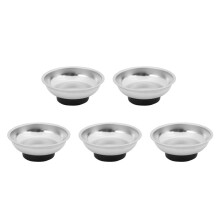 5X Circle Stainless Steel Magnetic Parts Bowl Tool Tray Nuts Bolts Screws Part Tray Magnetic Parts Plate Silver 3 Inches