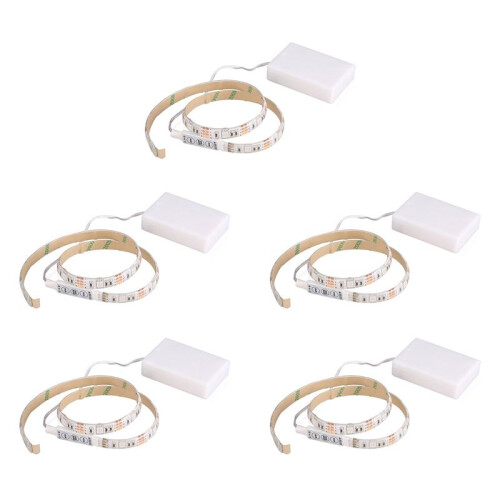 5X RGB Flexible LED Light Strip IP65 15leds DC5V with Controller Battery-Powered, LED Tape, Light Strips(0.5M)