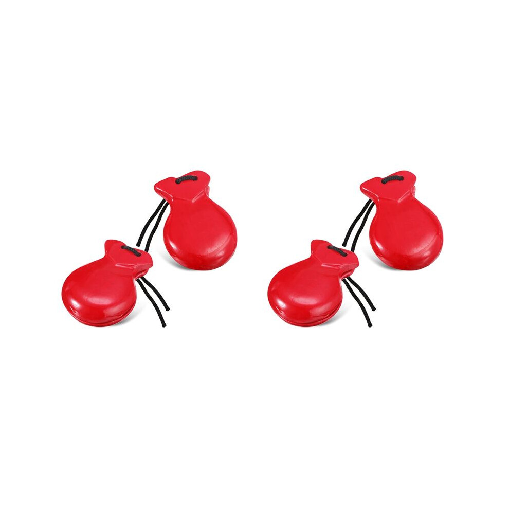 2 Pair Spanish Castanets Flamenco Castanets With String Traditional Wood Hand Percussion Castanets(Red) 6033321293817