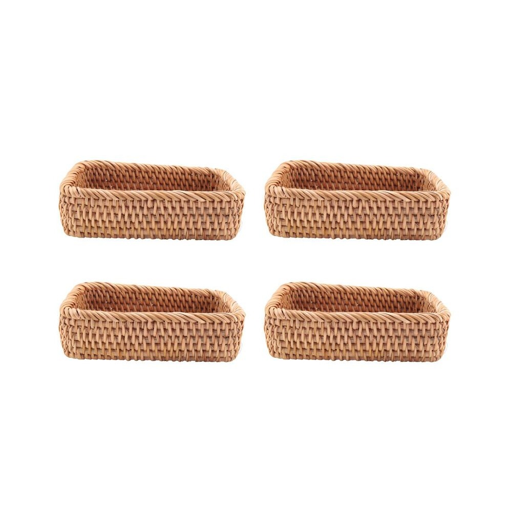4X Hand-Woven Rectangular Rattan Wicker Basket Fruit Tea Snack Bread Picnic Cosmetic Storage Box S 6033222744869