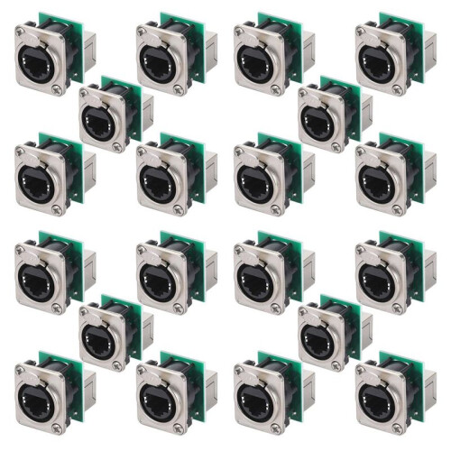 20x Ethercon Rj45 Chassis Socket,D-N8FDP RJ45 Feed/Pass Panel Mount Jack,D Series Cat5 RJ45 Vertical Panel-Mount