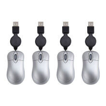 4X RatóN con Cable USB Cable RetráCtil RatóN PequeñO y PequeñO 1600 DPI Ratones ÓPticos de Viaje Compactos para Windows 98 2000 XP Vista Ve
