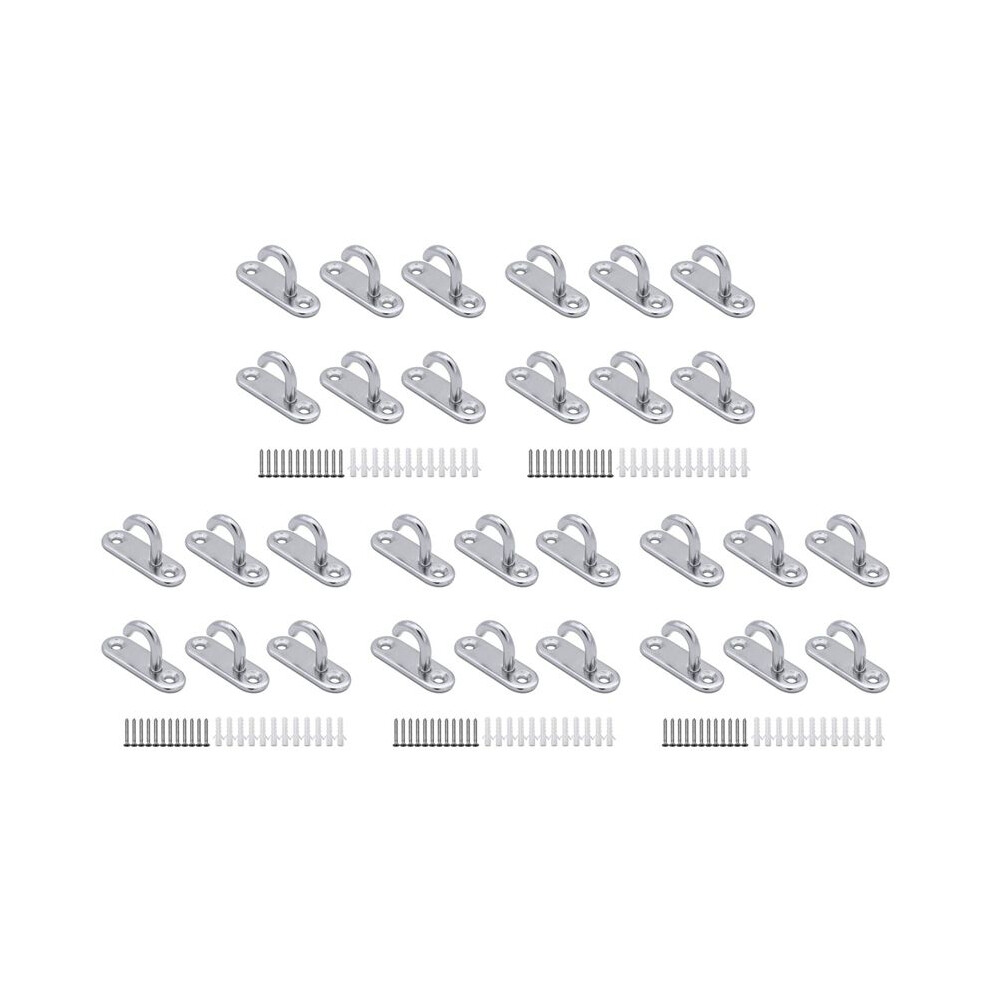 30 Pack Stainless Steel Ceiling Hooks M5 Oval Open Hooks Pad Eye Plate Anchor Screw Wall Mount Hook For Plant Basket 4711239475427