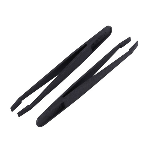 25 Pcs Manual Tool Black Plastic Flat Tip Anti-Static Tweezer 12Cm Long 1