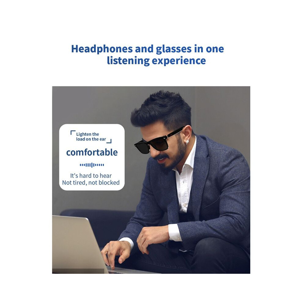 2X E13 Glasses Wireless 5.0 Glasses With Headphones Hands-Free Calling Music Photograph, C Black 6033977934317
