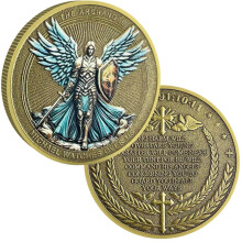 St. Michael Challenge Coin Psalm 91 Protection Token Religious Gift for Men and Women with Capsule