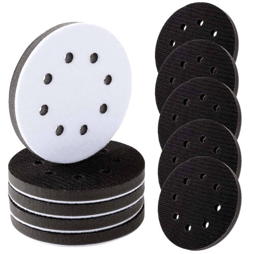 20 Pack Soft Density Interface Pads 5 Inch 8 Holes Hook and Loop Sponge Cushion Buffer Backing Pad Foam Interface Pads