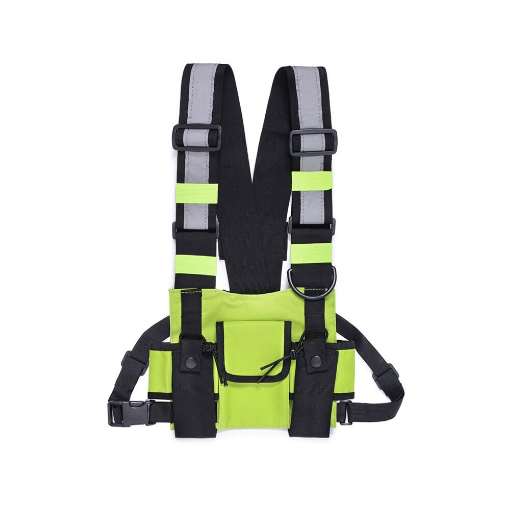 2X Walkie Talkie Double Chest Bag Radio Reflective Chest Harness Holder Bag B 6031559370935
