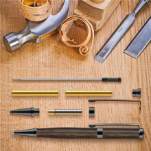 30 Pcs Pen Kits for Wood Turning 7mm Slimline Pen Twist Kit with Refill Lathe Turning Supplies Black
