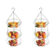 2X Hängender Obst Korb Eisen Kunst 3 Schicht KöRbe Obst Korb Ablass Korb Haushalt Obst Schale Ablage Korb