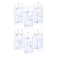 6 Pieces Portable Ice Wine Bag Wine Cooler Bag PVC Wine Pouch Bags with Handle for Champagne, Cold Beer, Wine