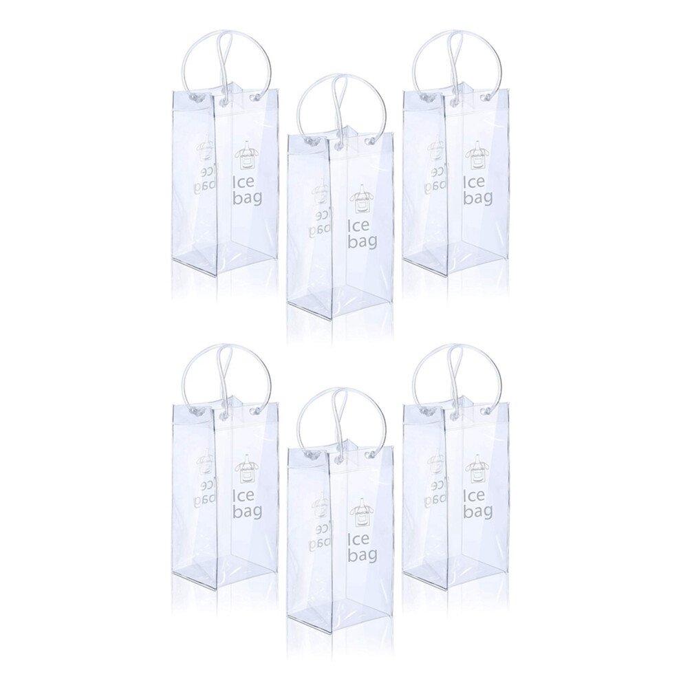 6 Pieces Portable Ice Wine Bag Wine Cooler Bag Pvc Wine Pouch Bags With Handle For Champagne, Cold Beer, Wine 4713422641190