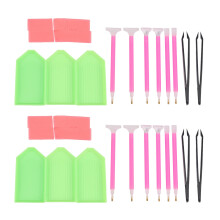 DIY Diamond Painting Tool Kits,Including Tweezers, Diamond Disk, Glue, Pen, and Bags for DIY Art (44PCS)