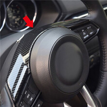 10X Garniture de Couverture de Cadre de Volant en Fibre de Carbone pour 2 Demio DL Berline DJ Hatchback 2018 2019
