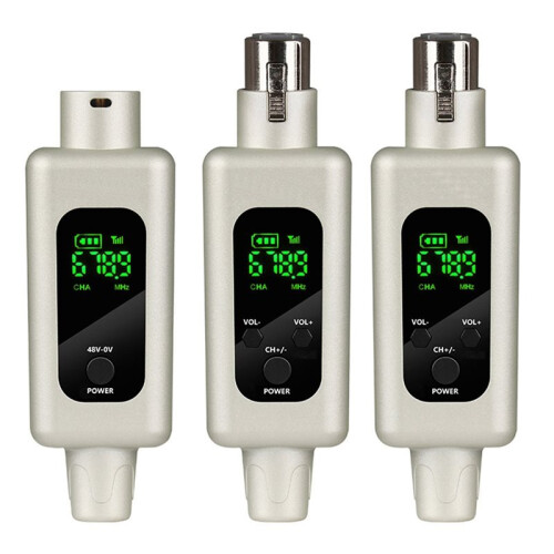 2X 2.4G Wireless Microphone Converter UHF Transmitter XLR Transmitter Receiver Adapter 48v, A 1
