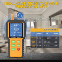 2X Air Quality Monitor CO2 Monitor Formaldehyde Detector TVOC/Temp./Humidity Indoor with Buzzer Prompt,Backlit Screen