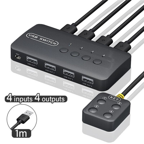 4X USB  Shared Controller Adapter 4 Inputs 4 Outputs for Laptop Computer Printer Keyboard Mouse Monitor 1